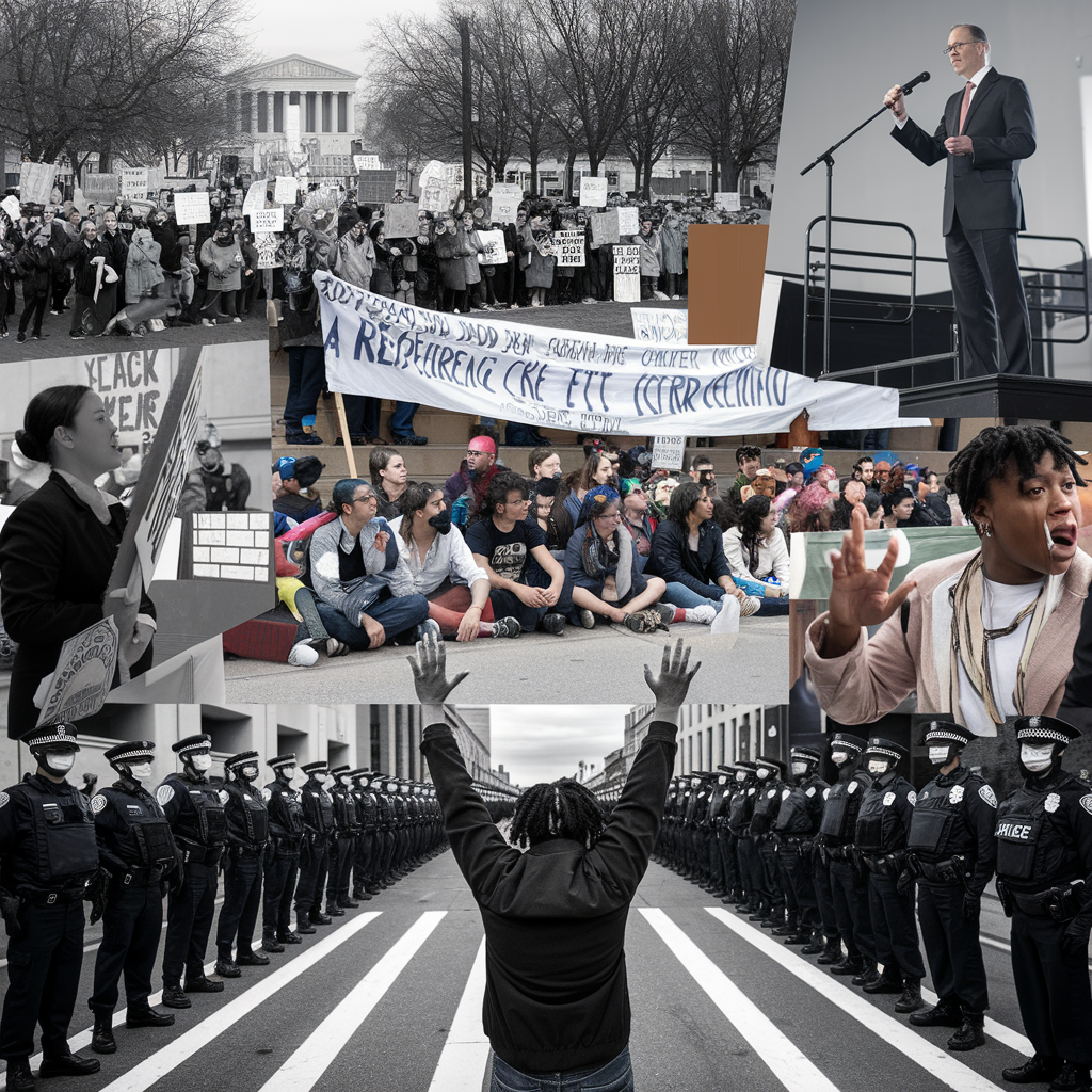 Activism collage of protest forms